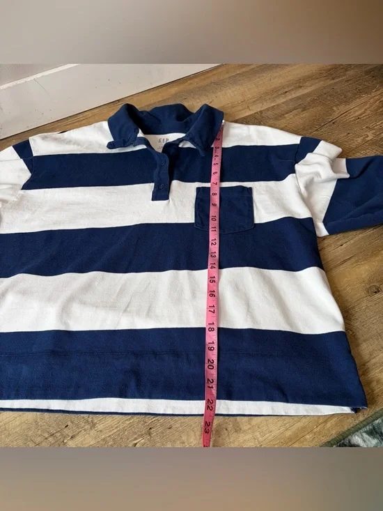 GAP Navy Striped Rugby Polo Shirt Size Large TALL - Picture 9 of 11